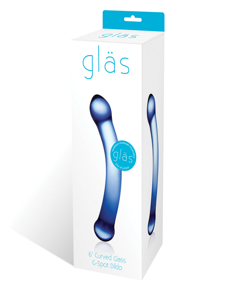Cargue la imagen en el visor de la galería, Glas 6&quot; Curved G-Spot Glass Dildo - Blue
