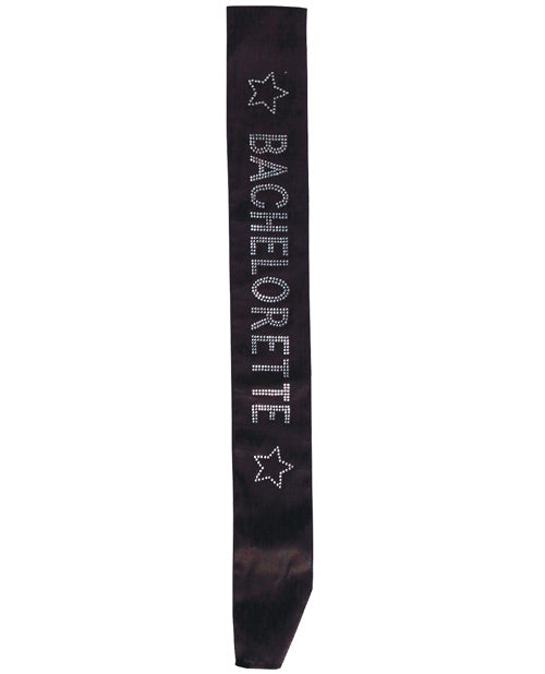 Bachelorette Crystal Sash Black Satin With Stars Bling
