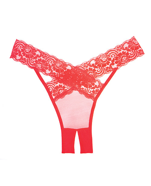 Culotte Désir en Dentelle et Tissu Transparent Rouge T.U.