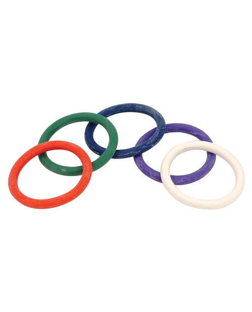 Spartacus Set di Anelli per Pene in Gomma 1,5" - Confezione Arcobaleno da 5 Pezzi