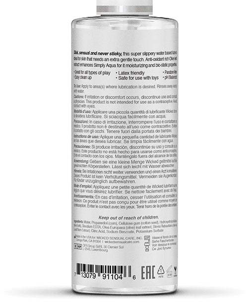 Wicked Sensual Care Simply Aqua Water Based Lubricant 4 Oz
