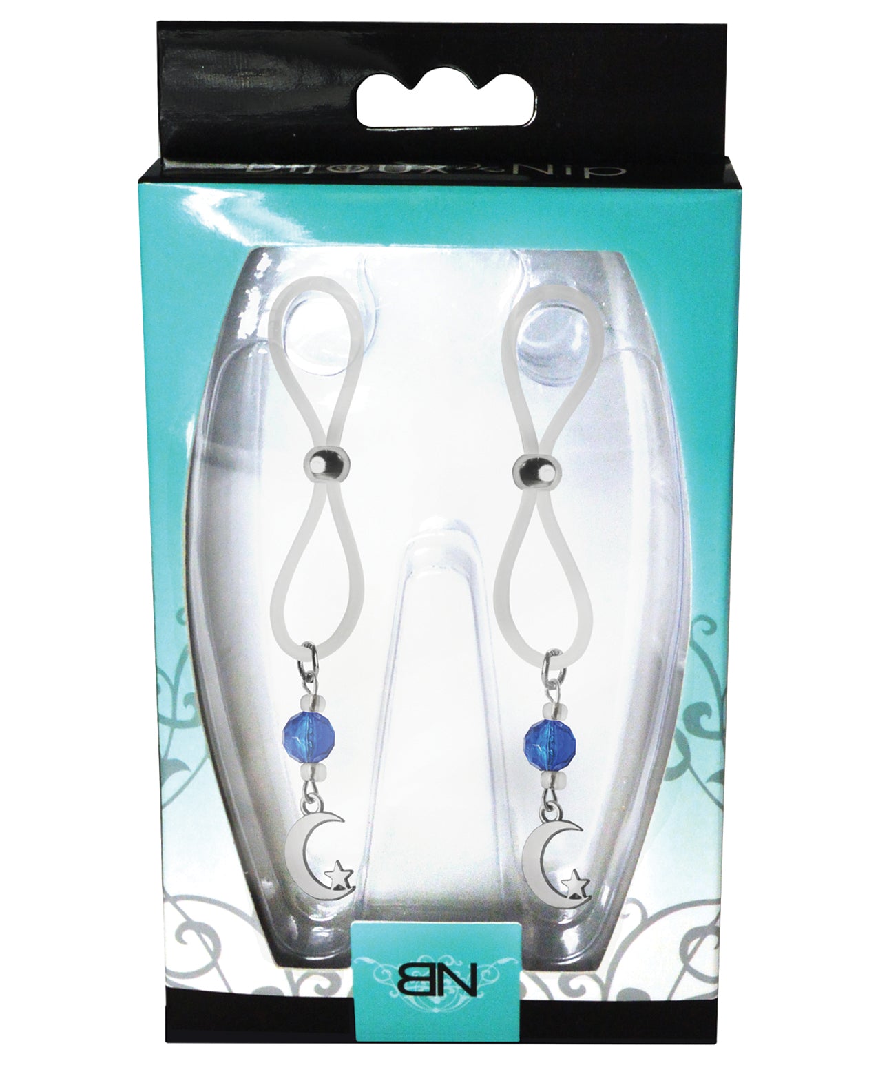Bijoux de Nip Halos para pezones con encanto de luna y estrella - Azul/Claro