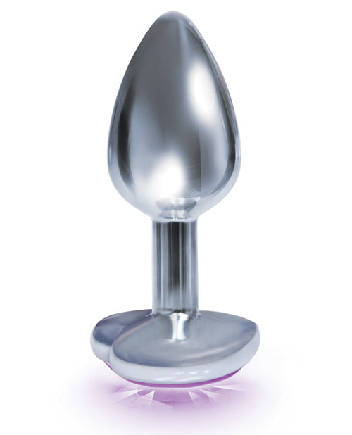 Le Plug en acier inoxydable cœur serti argenté The 9's The Silver Starter - Violet