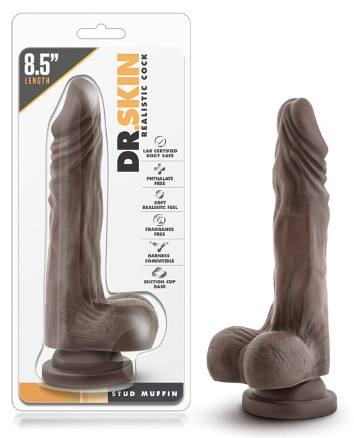 Blush Dr Skin Stud Muffin Realistic Dildo With Suction Cup Chocolate