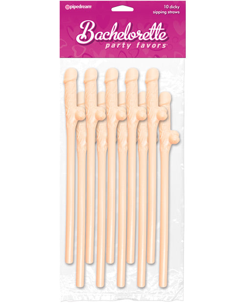 Bachelorette Dicky Sipping Straws Flesh Pack of 10 Party Favors