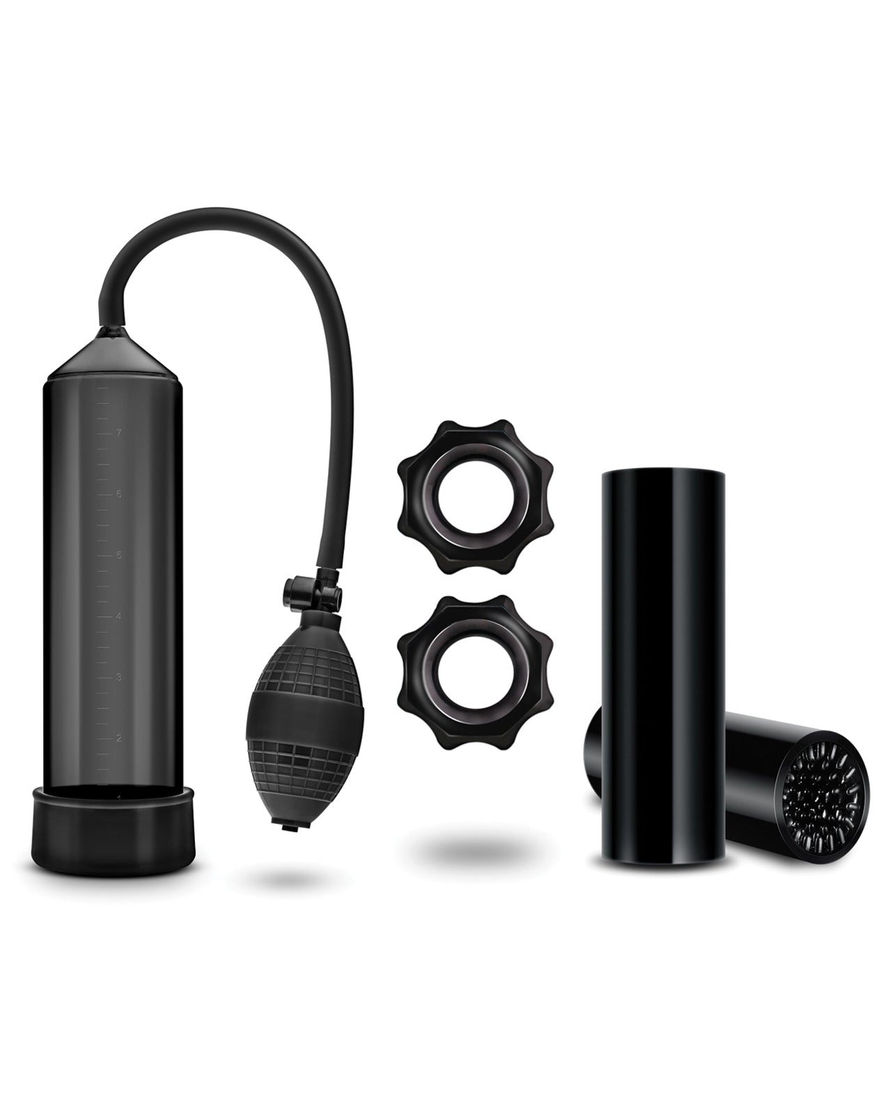 Blush Quickie Kit Thick Cock Black Squeeze Pump 8 Inch Chamber Silicone Tube