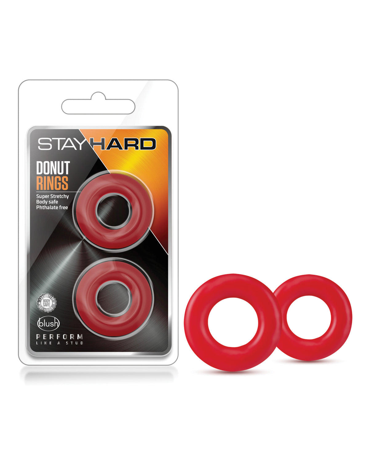Blush Stay Hard Donut Rings Red Pack Of 2 For Penis Enhancement