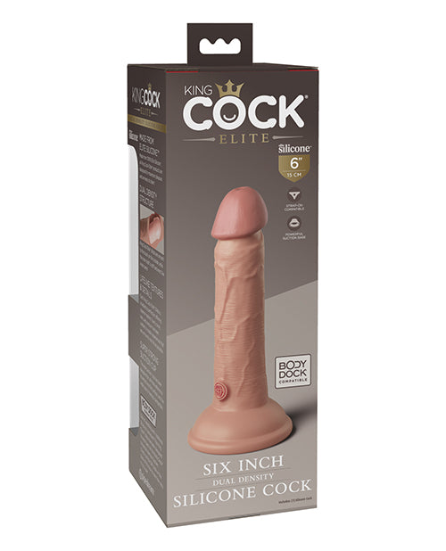 King Cock Elite Pene in Silicone a Densità Doppia da 6" - Chiaro