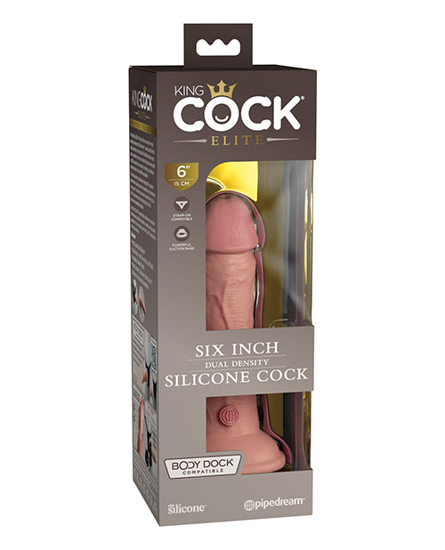 King Cock Elite Pene in Silicone a Densità Doppia da 6" - Chiaro