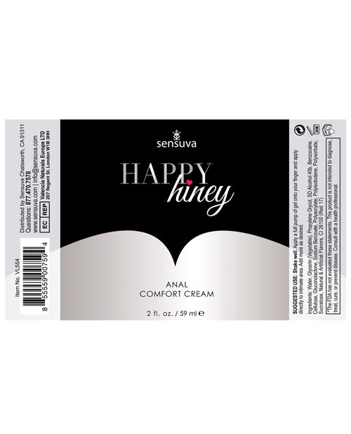 Sensuva Creme Conforto Anal Happy Hiney - 2 oz