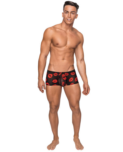 Kiss Me Mini Short en Maille Extensible Noir Rouge Taille Large 36 38