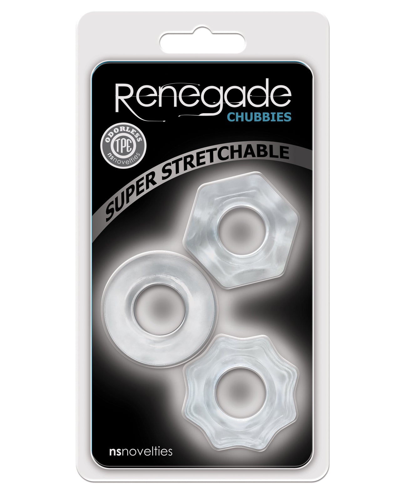 Renegade Chubbies Three Pack Clear Cock Rings Set Pliable TPE