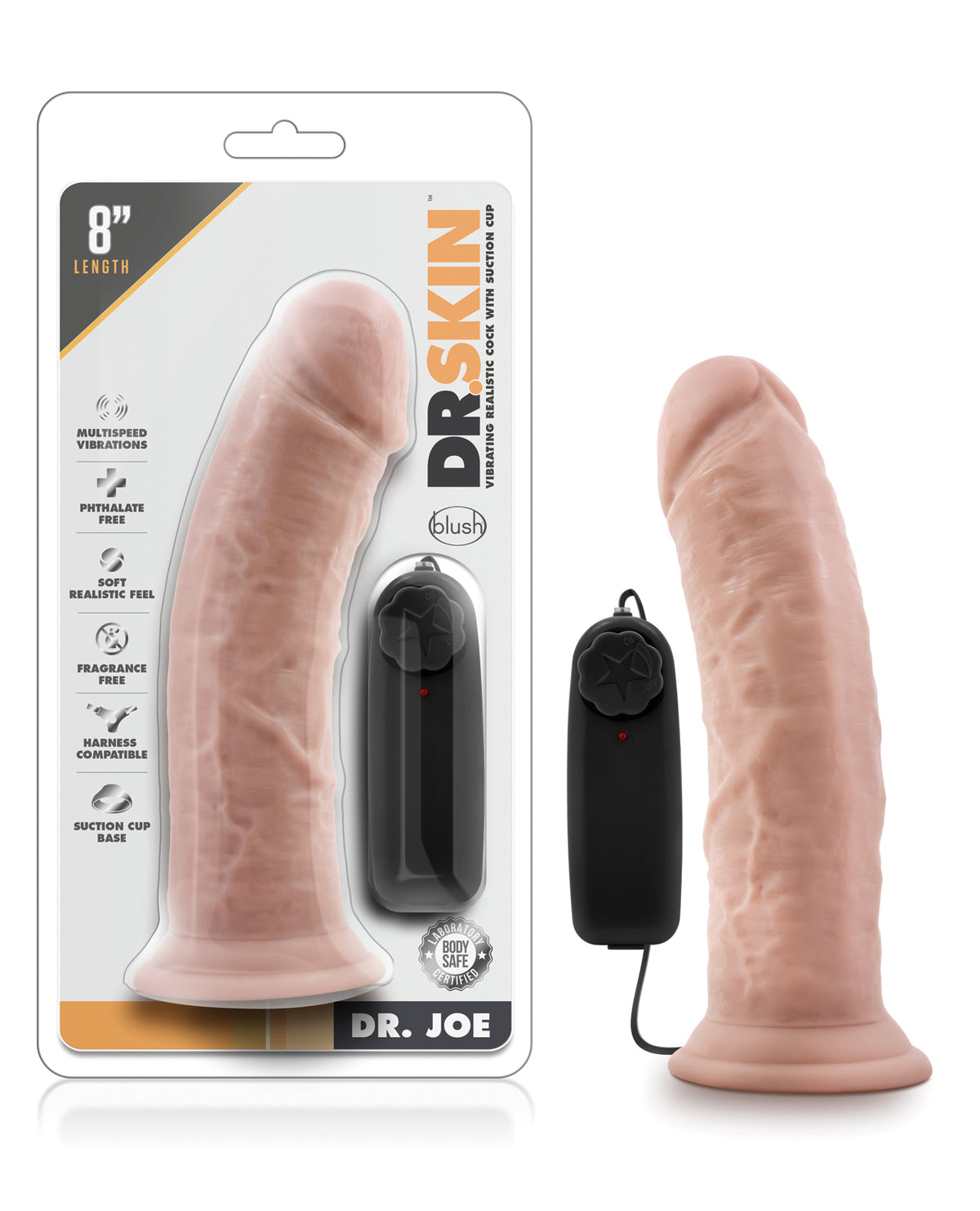 Blush Skin Dr Joe 8 Inch Vibrating Cock With Suction Cup Vanilla