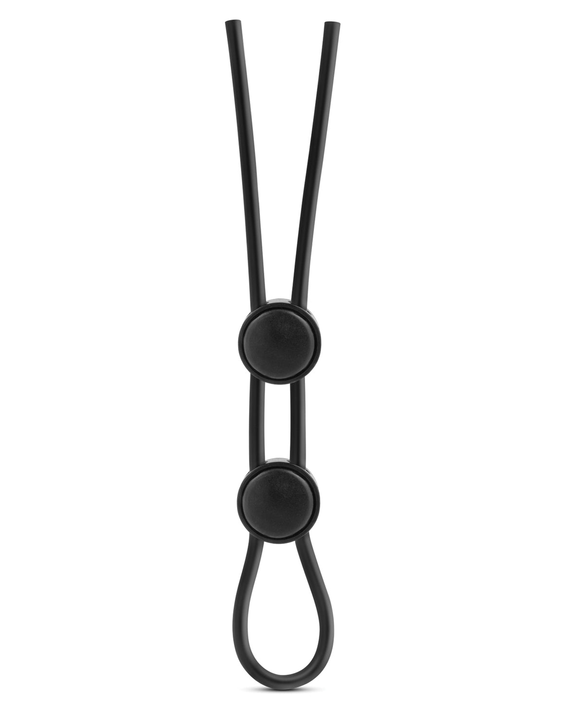 Blush Stay Hard Silicone Double Loop Cock Ring Black Lasso Style Locking Slide