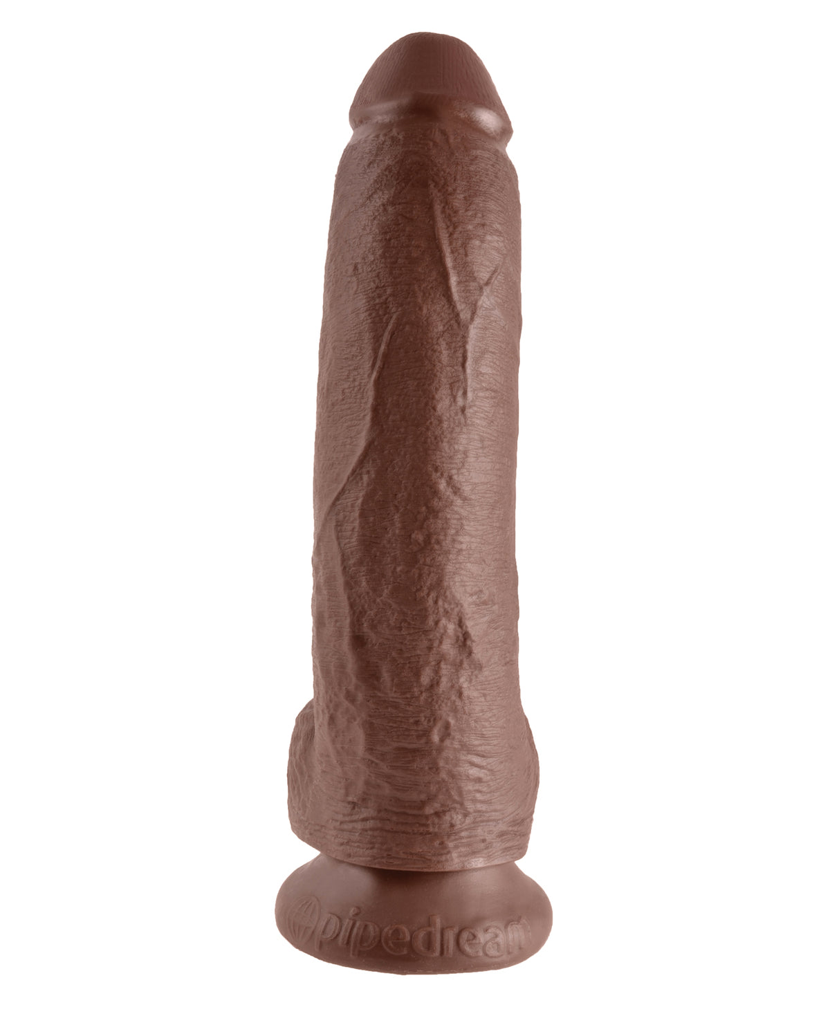 King Cock 9 Inch Dildo With Balls Brown Realistic Veiny Design