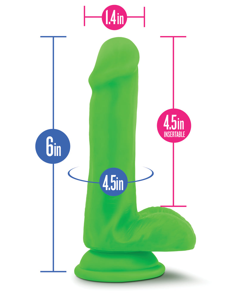 Cargue la imagen en el visor de la galería, Blush Neo Dual Density 6 Inch Neon Green Dildo With Realistic Feel
