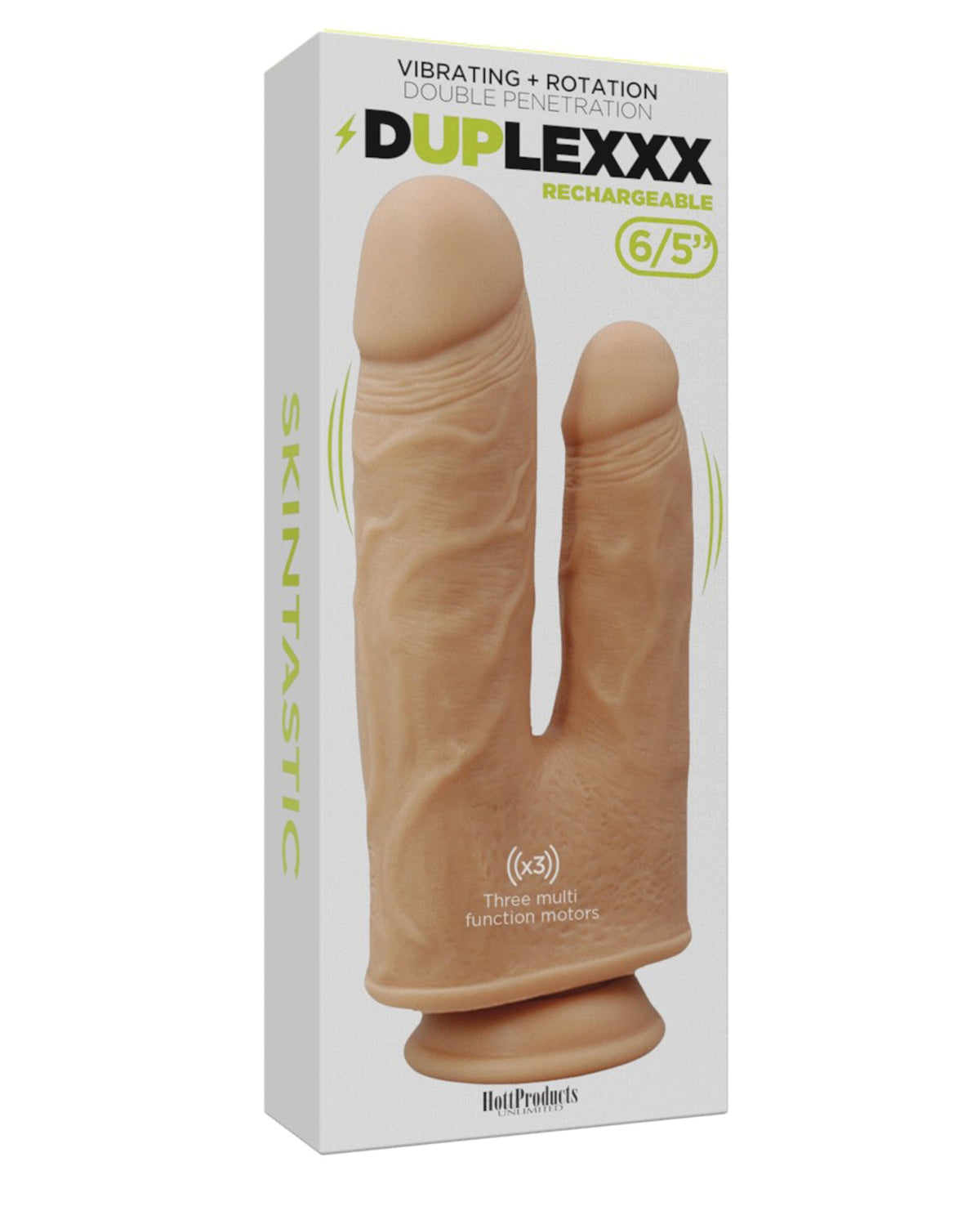 Skinsations Duplexx Vibrating Rotating Double Dildo Flesh