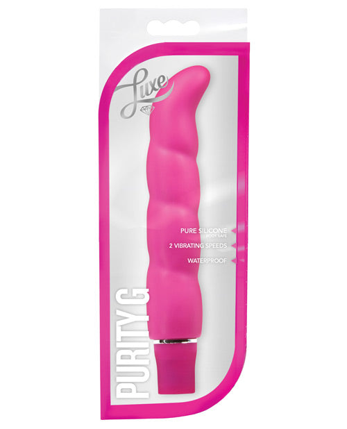 Load image into Gallery viewer, Blush Luxe Purity G Silicone Vibrator Pink Satin Finish 6.25 Inches Push Button
