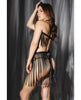 Load image into Gallery viewer, Play Darque Fringe Harness Top &amp; Skirt Black O/S
