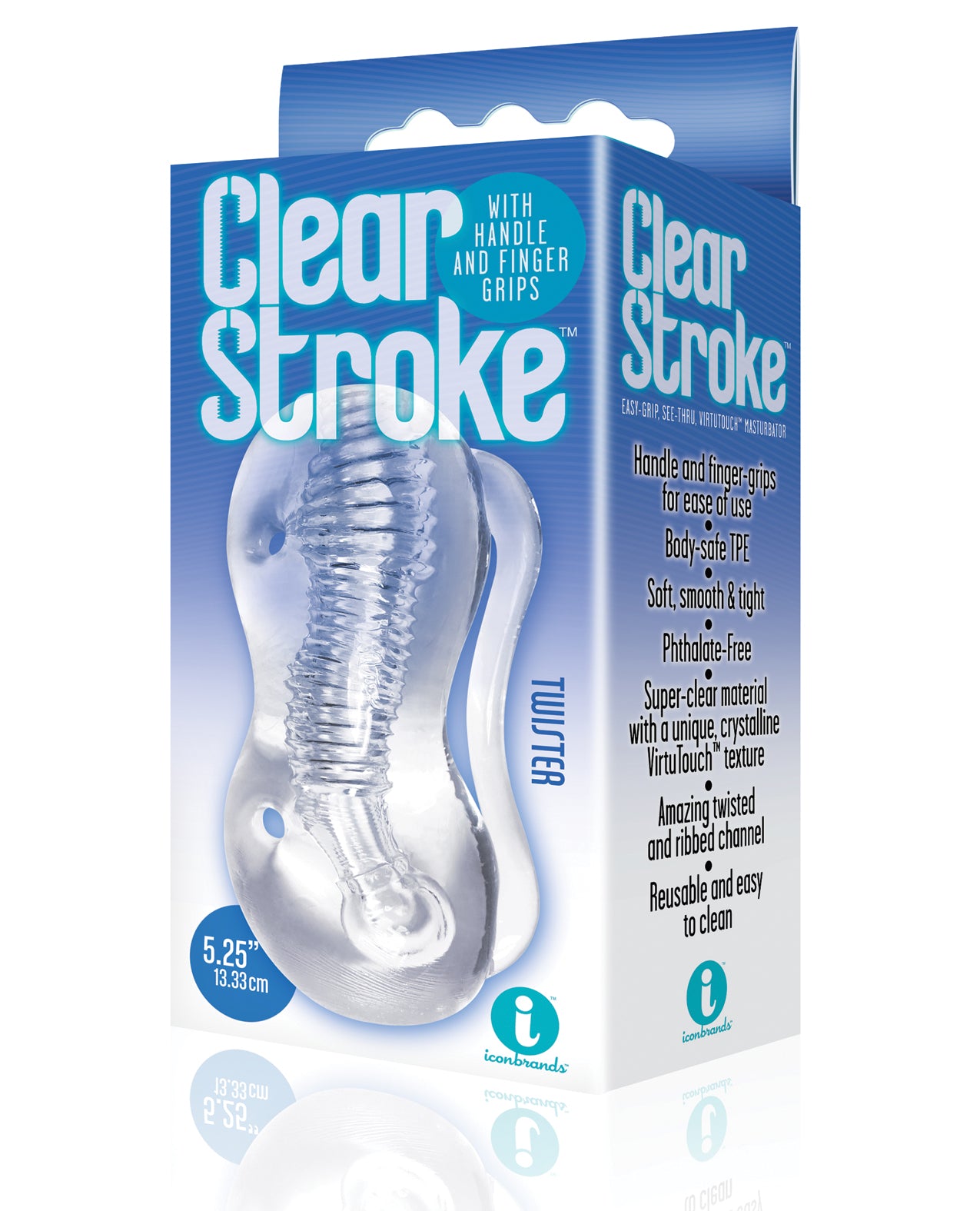 The 9's Clear Stroke Twister Masturbator With Handle And Grips