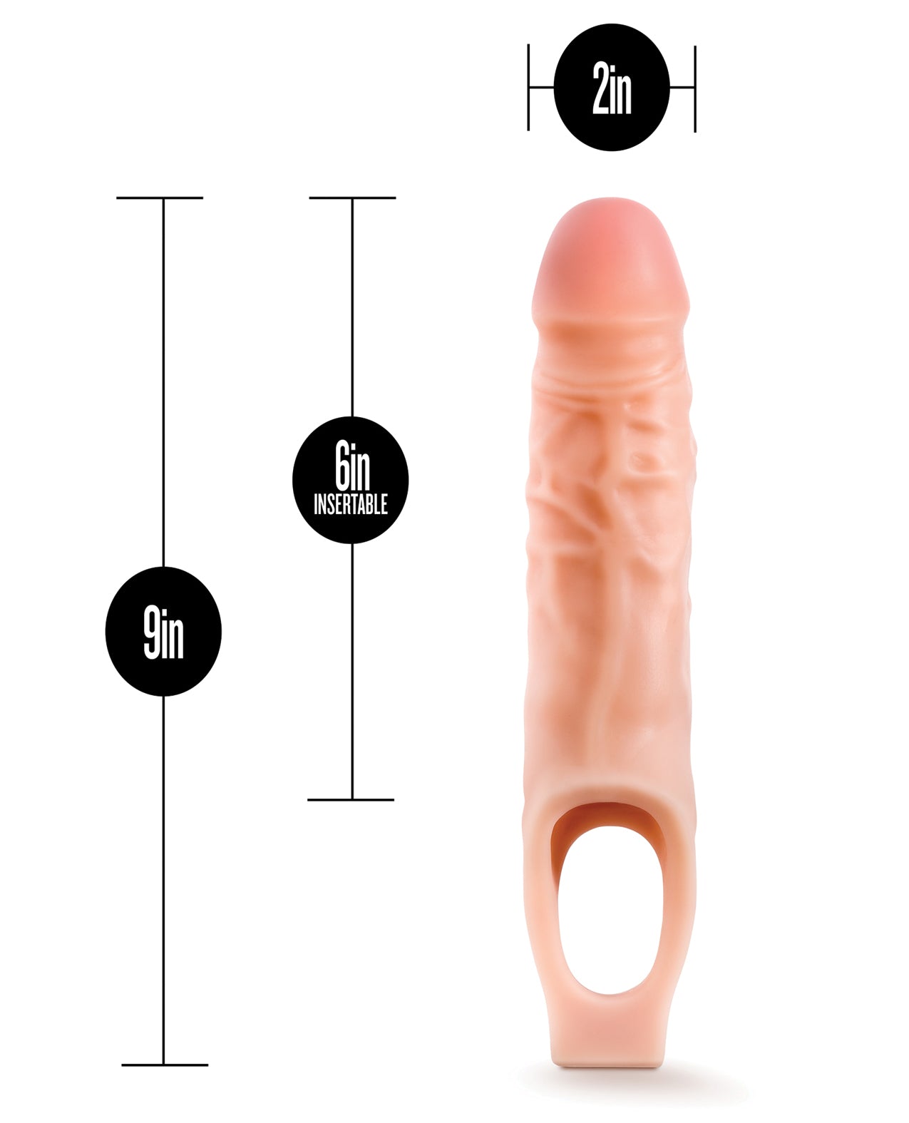 Guaina per pene in silicone Blush Performance Plus 9" - Estensore per pene - Carne