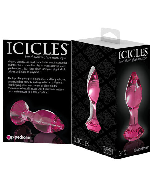 Icicles No. 79 Hand Blown Glass Diamond Butt Plug - Pink Icicles No. 79 Hand Blown Glass Diamond Butt Plug - Pink