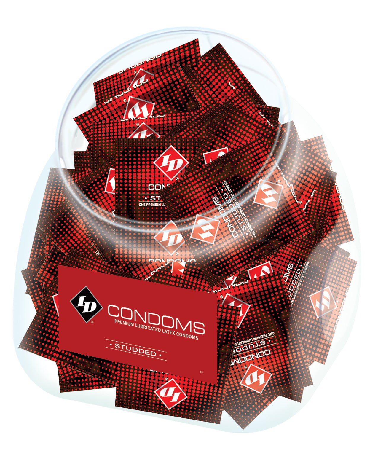 ID Studded Condoms Fishbowl 144 Pack For Her Pleasure