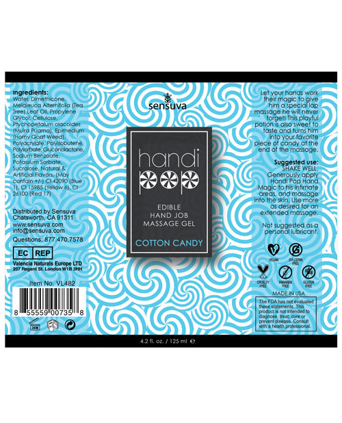 Gel da massaggio Handipop Hand Job - Bottiglia da 4.2 oz Cotton Candy