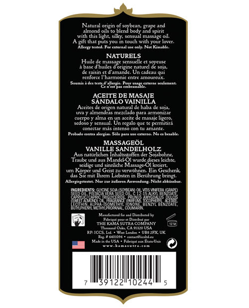 Huile de massage Kama Sutra Naturals - 8 oz Vanille Bois de santal