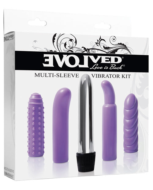 Kit vibratore evoluto con 4 guaine testurizzate e vibrazione - Viola