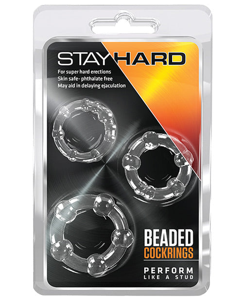 Anillos para el pene con cuentas Blush Stay Hard, paquete de 3 - Transparente