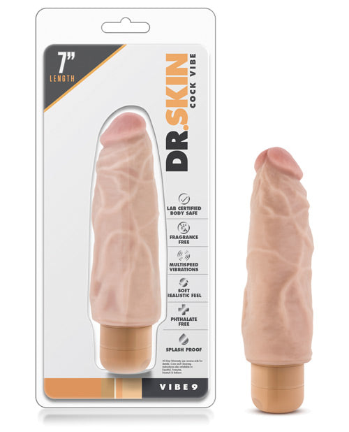 Blush Dr. Skin Vibe 7 Inch Dong Realistic Veiny Shaft Waterproof Vibrator Beige