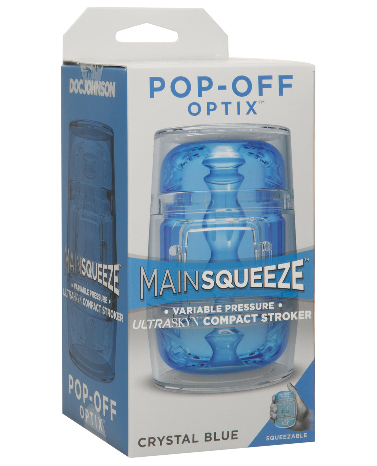 Main Squeeze Pop Off Optix Crystal Blue Variable Pressure Stroker