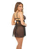 Load image into Gallery viewer, Riley Empire Waist Babydoll w/Matching G-String Black/Pink L/XL
