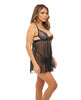 Load image into Gallery viewer, Riley Empire Waist Babydoll w/Matching G-String Black/Pink L/XL
