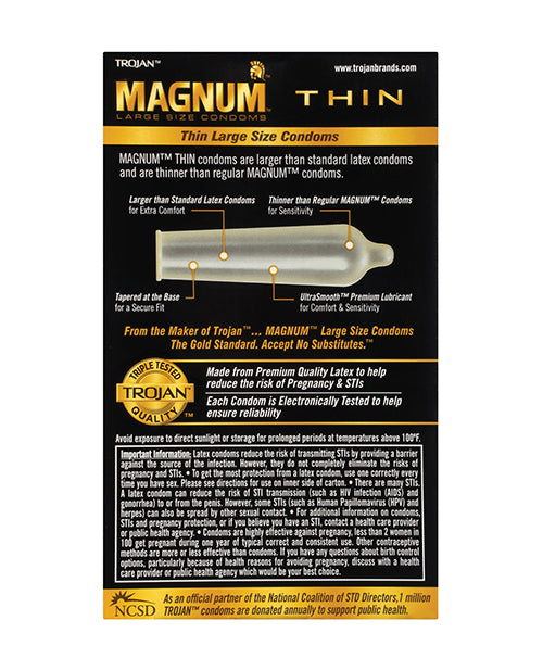 Trojan Magnum Thin Condoms Lubricated Pack of Twelve
