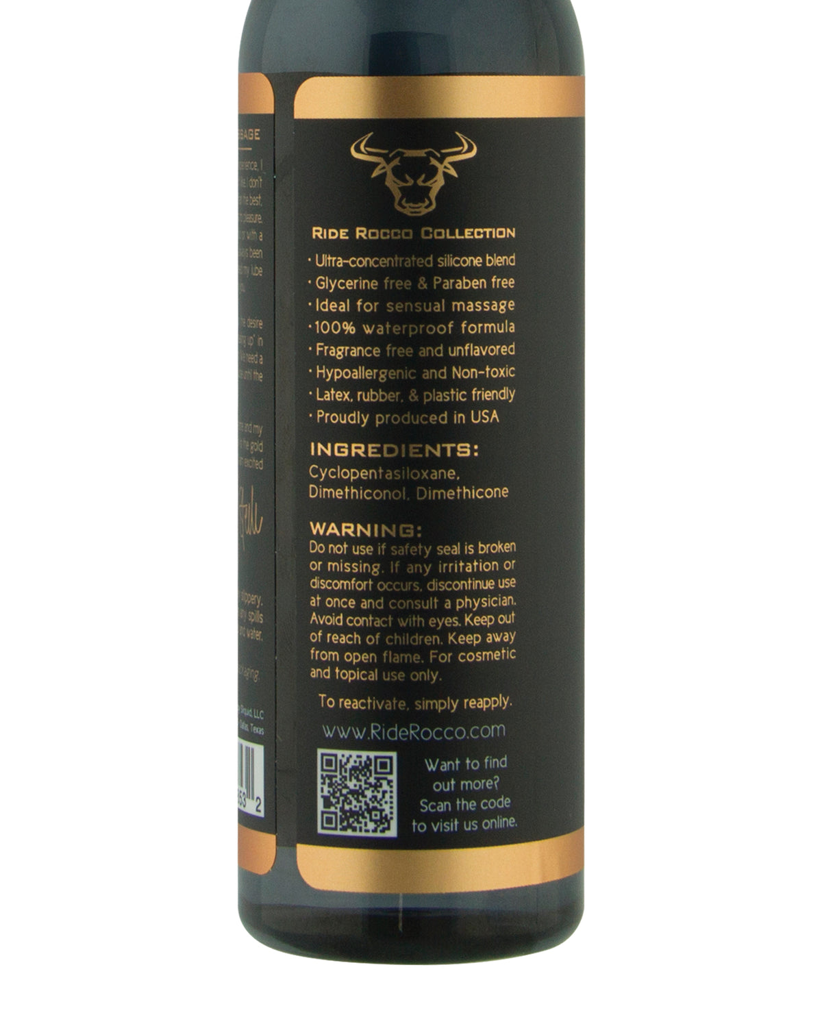 Ride Rocco Silicone Lube 4 Oz Premium Medical Grade Silicone