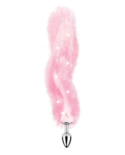 Load image into Gallery viewer, Foxy Tail Light Up Faux Fur Butt Plug Pink Glow Edition
