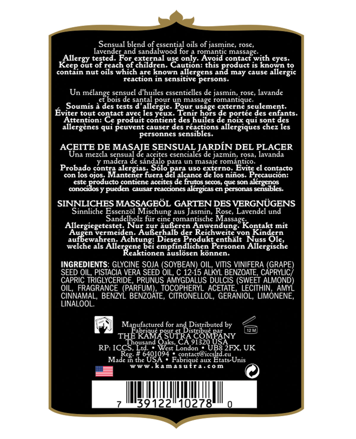 Kama Sutra Aromatics Massage Oil - 2 oz Pleasure Garden