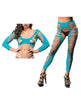 Load image into Gallery viewer, Beverly Hills Naughty Girl Crotchless Side Straps Leggings Turquoise O/S

