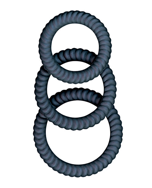Ram Ultra Cocksweller Silicone Cockring Set Three Rings Black