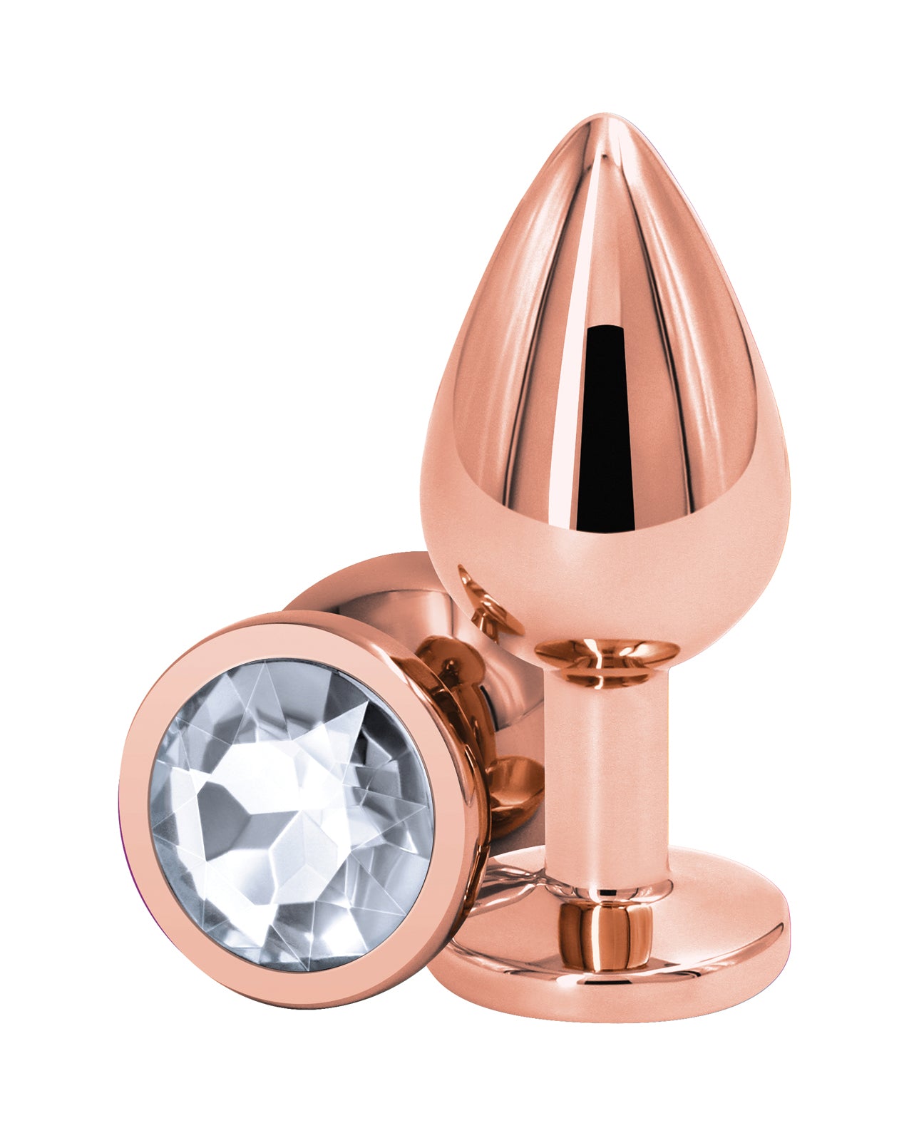 Rear Assets Rose Gold Medium Clear Anal Toy Lightweight Aluminum