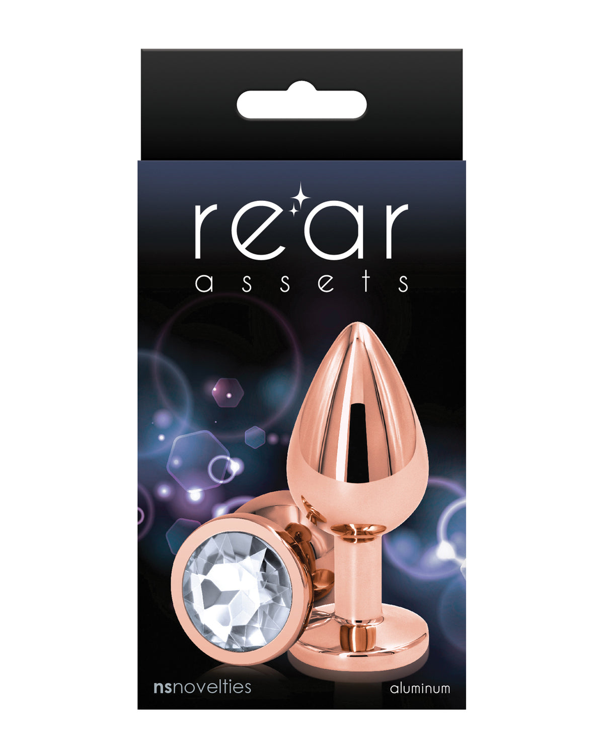 Rear Assets Rose Gold Medium Clear Anal Toy Lightweight Aluminum
