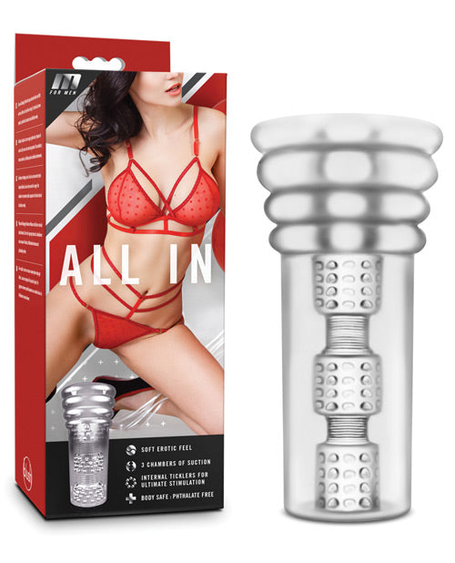 Blush M For Men All In Clear Realistic Stroker With Three Chamber Suction