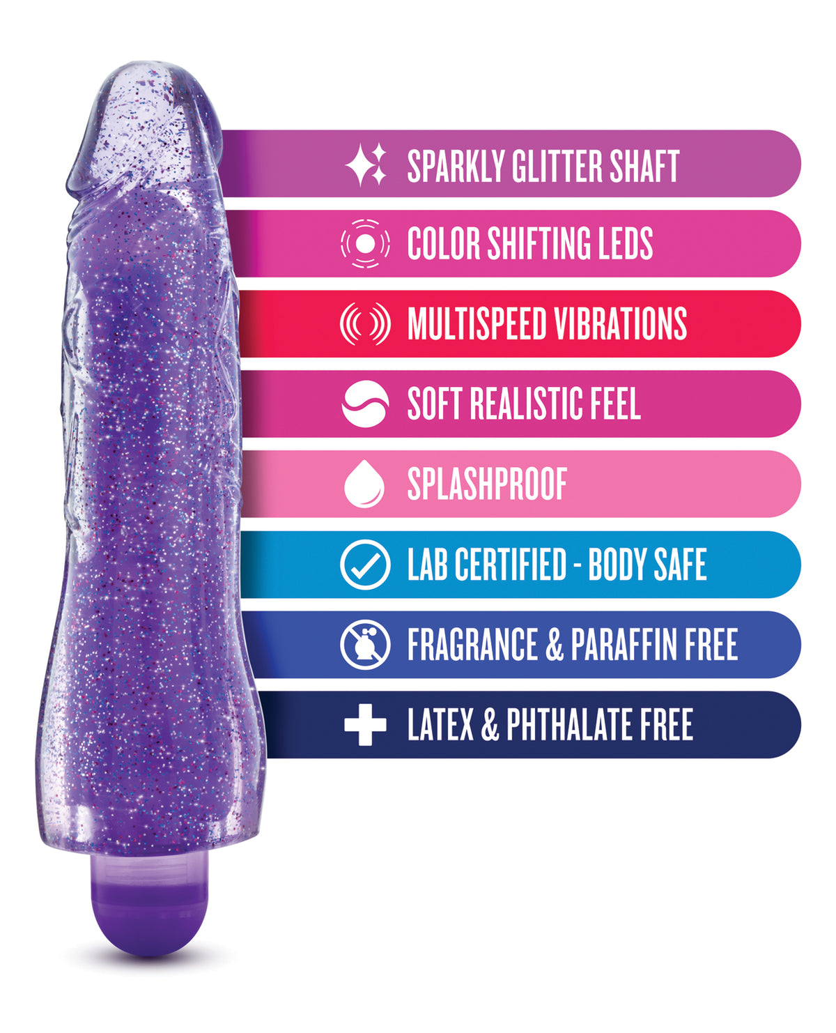 Blush Glow Dicks Glitter Vibrator Molly - Purple
