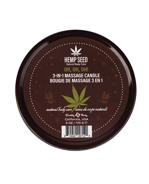 Earthly Body Holiday 3 in 1 Massage Candle 6 Oz Oh Oh Oh