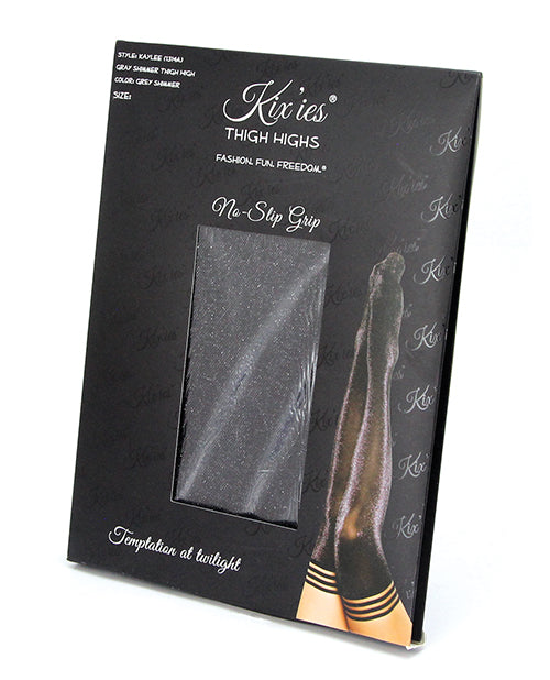 Kixies Kaylee Grey Shimmer Thigh High Tights Size A