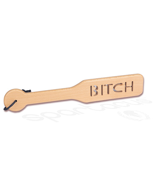 Spartacus Zelkova Wood Spanking Paddle With Bitch Cutout 12 Inch