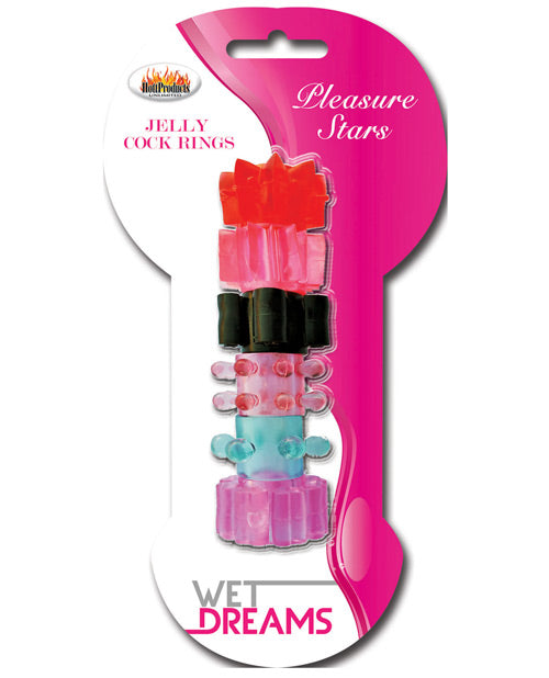 Wet Dreams Pleasure Stars Jelly Cock Rings Six Pack