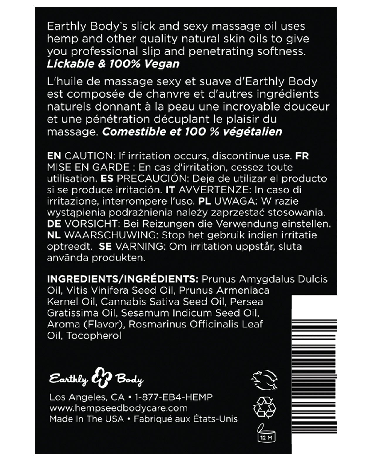 Earthly Body Syötävä Hierontaöljy - 2 oz Ananas